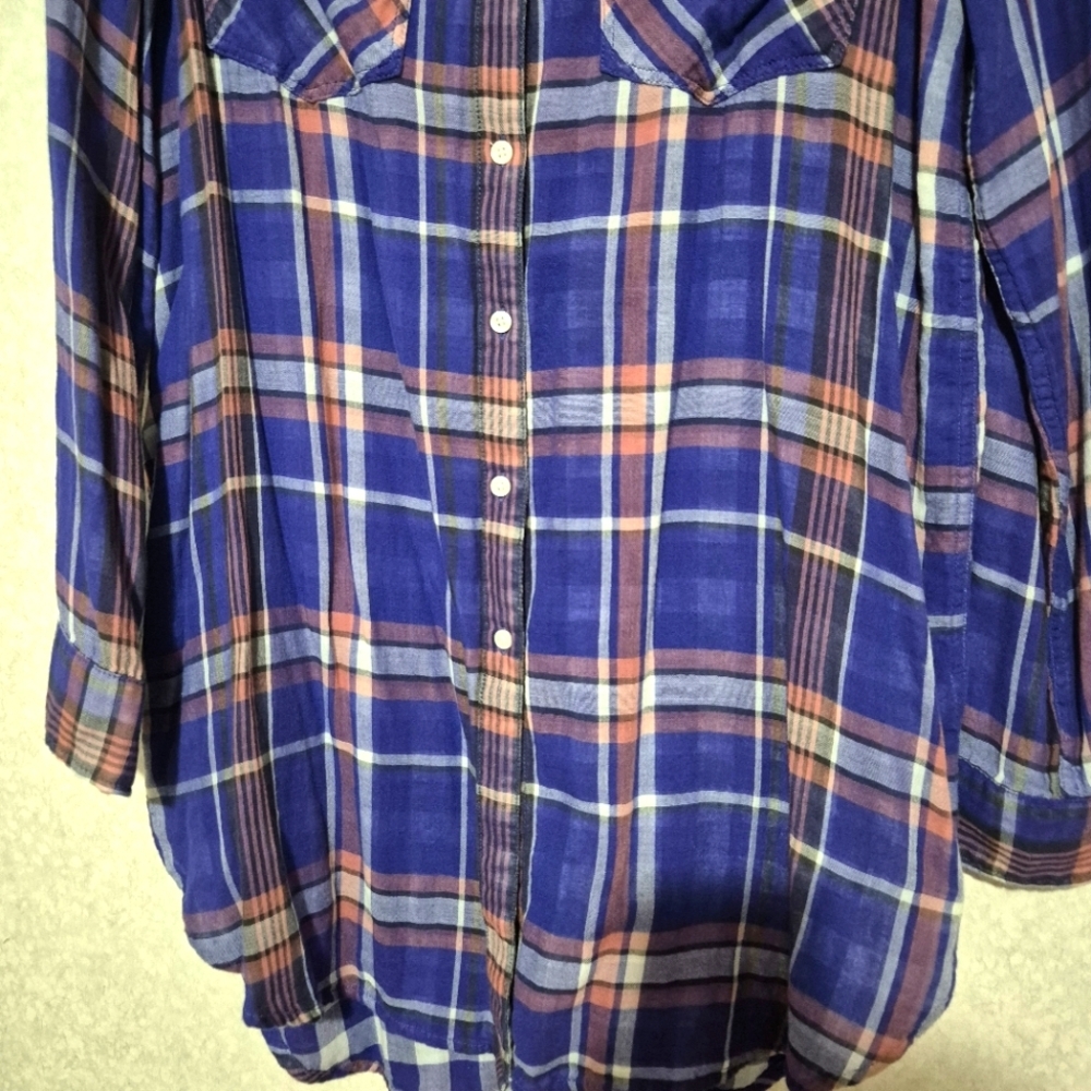 EXPRESS.. Blue and Pink Plaid TUNIC-SHIRT...SIZE:L - Picture 6 of 11